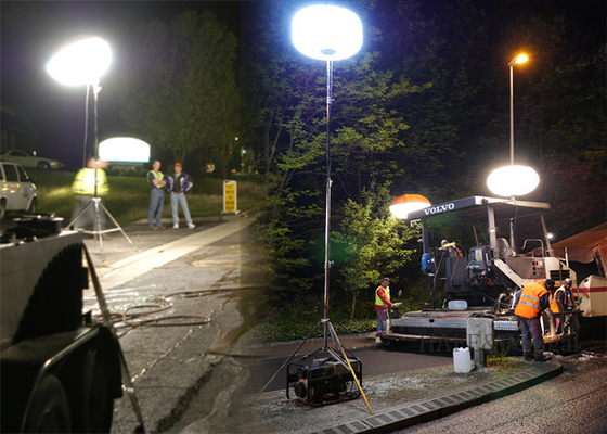 Wieża oświetleniowa z balonem bezpieczeństwa, 600W LED, do oświetlania napraw drogowych i budowlanych
