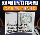 Kompaktowy jednofazowy automatyczny przełącznik zasilania ATS Box Wodoodporny - do montażu na 2 biegunach 63A 400 V.