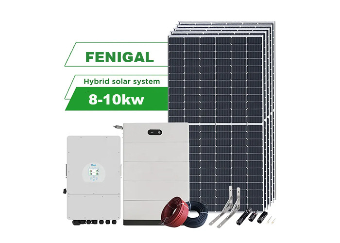 Hybrydowy system energii słonecznej o mocy 8 kW i mocy 10 kW, wyposażony w falowniki paneli fotowoltaicznych i baterię litową