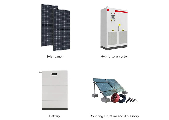 Hybrydowy zestaw energii słonecznej Bateria System magazynowania energii 30kw 50kw Do domu 60Hz